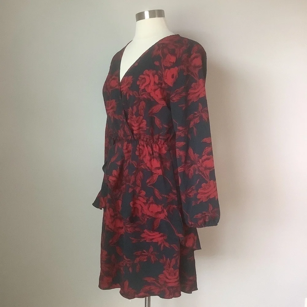 NEW Women Dress V Neck Floral Mini Party Dress M - Picture 4 of 14
